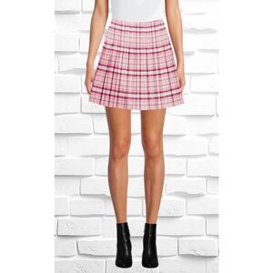 No Boundaries NOBO Girls Junior’s Pink Plaid Pleated Short Tennis Mini Skirt